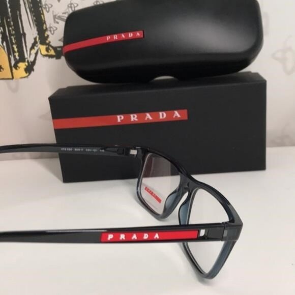 NEW AUTHENTIC Prada Linea Rossa VPS 02O Eyeglasses – Blue Crystal Full-Rim - Picture 10 of 14